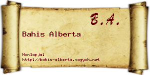 Bahis Alberta névjegykártya